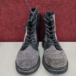 Torrid x Betsey Johnson Black with Rhinestones Combat Boots Women’s Size 7W